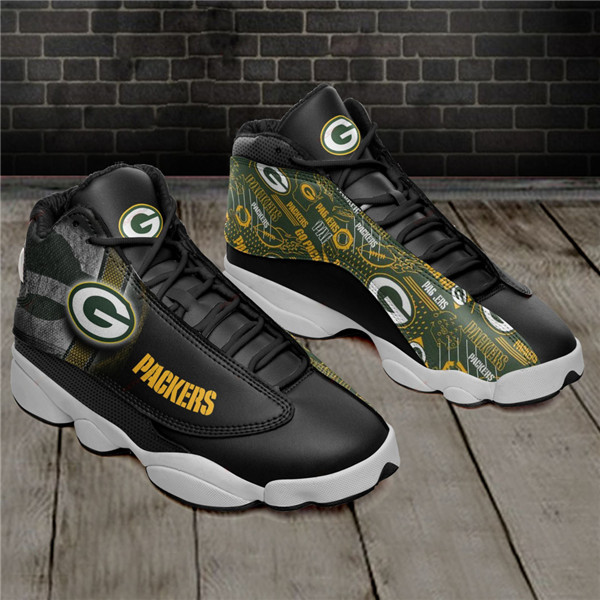 Women's Green Bay Packers AJ13 Series High Top Leather Sneakers 003